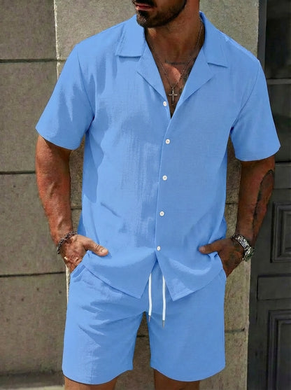 Mens Casual Shirt and Shorts Set