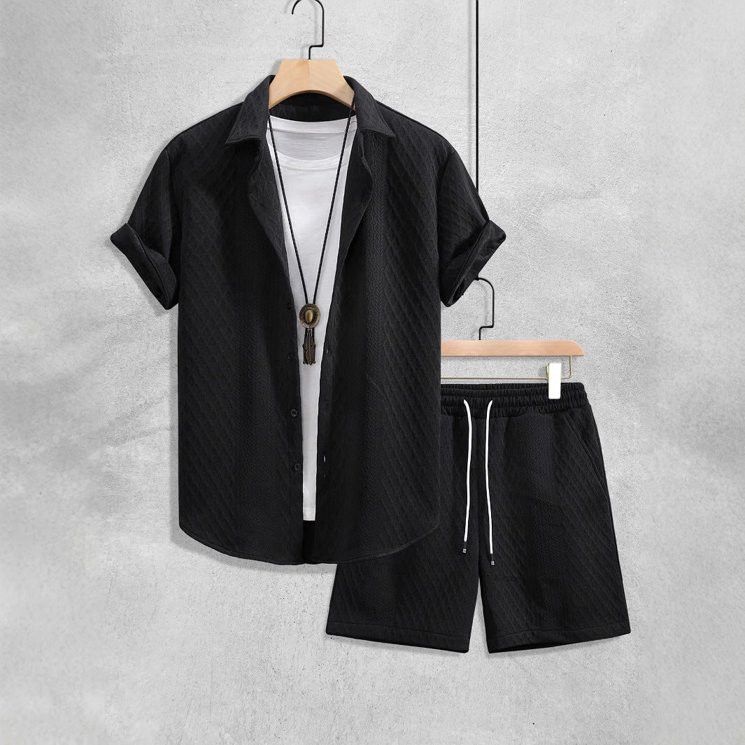 Mens Casual Short Sleeve Shirt and Shorts Set