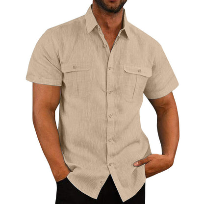 Mens Casual Short Sleeve Shirt with Pockets