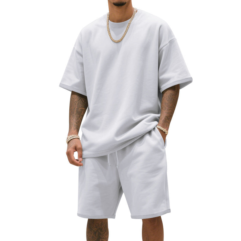 Mens Casual Short Sleeve Shorts Set