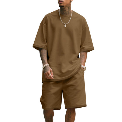 Mens Casual Short Sleeve Shorts Set