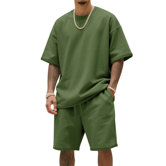 Mens Casual Short Sleeve Shorts Set