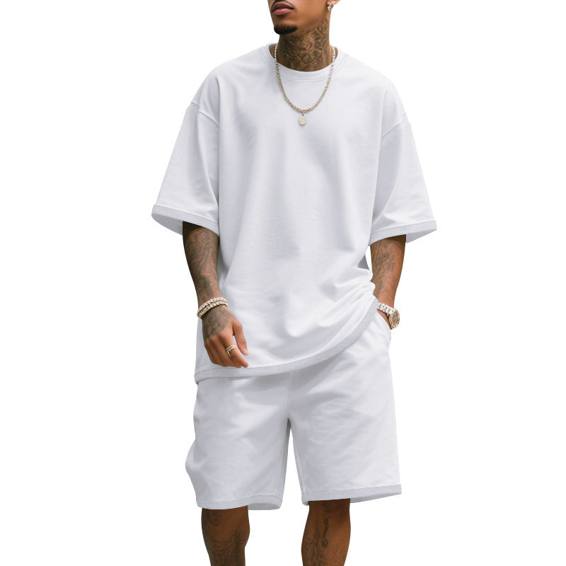 Mens Casual Short Sleeve Shorts Set