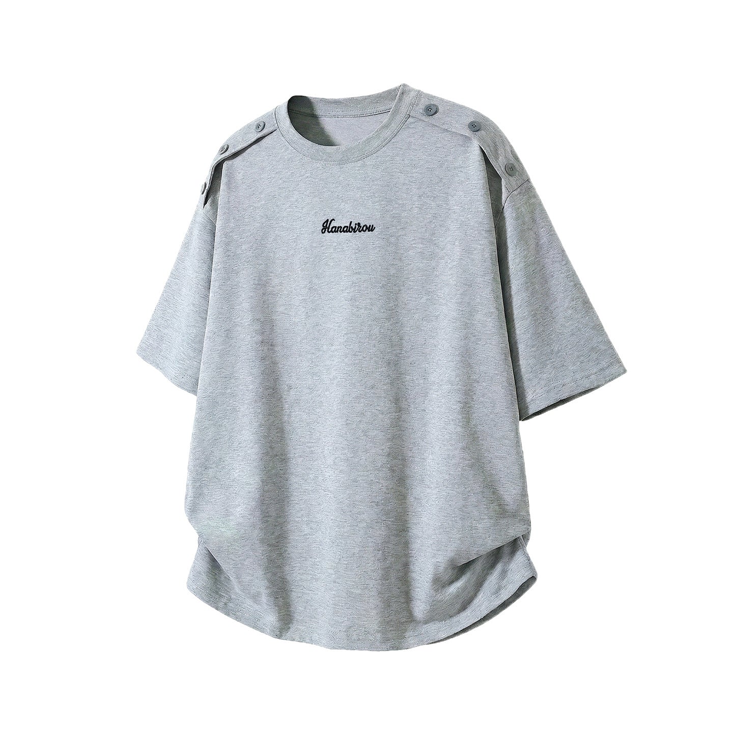 Mens Casual Short Sleeve T-Shirt with Shoulder Buttons