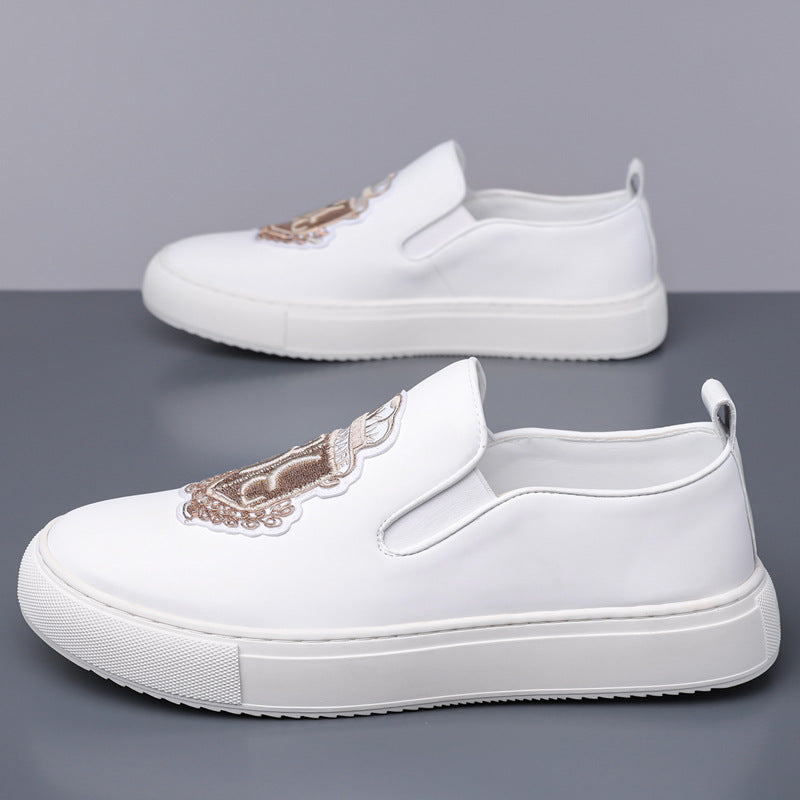 Mens Casual Slip-On Embroidered Loafers