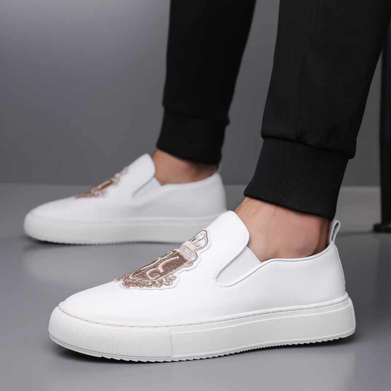 Mens Casual Slip-On Embroidered Loafers