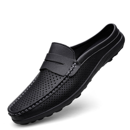 Mens Casual Slip-On Leather Slippers