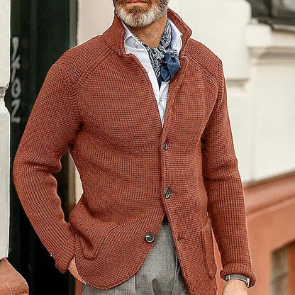 Mens Casual Solid Color Knit Jacket
