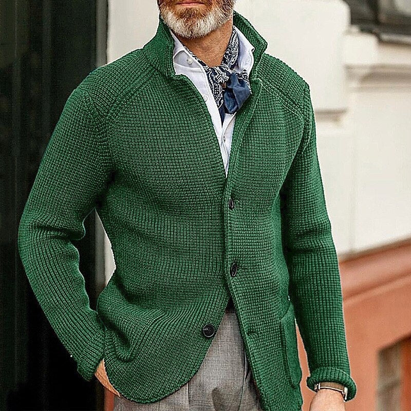 Mens Casual Solid Color Knit Jacket
