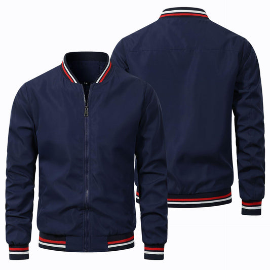 Mens Casual Stand Collar Zipper Jacket