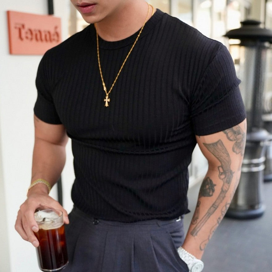 Mens Casual Striped Sport T-shirt