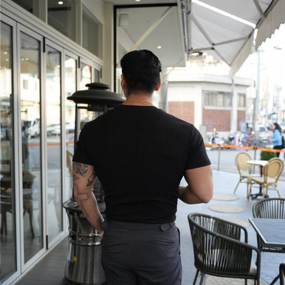 Mens Casual Striped Sport T-shirt