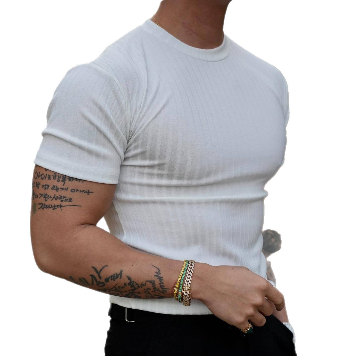Mens Casual Striped Sport T-shirt