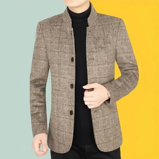 Mens Casual Suit Jacket with Flat Collar