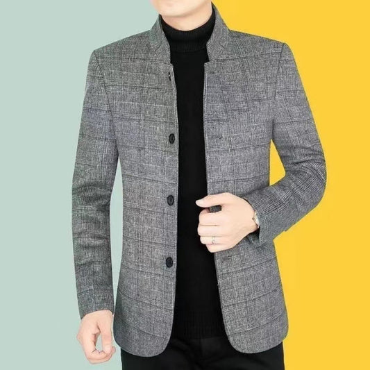 Mens Casual Suit Jacket with Flat Collar