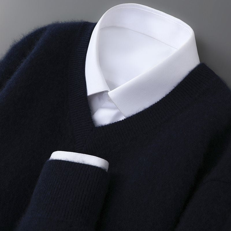 Mens Casual V-Neck Knit Sweater