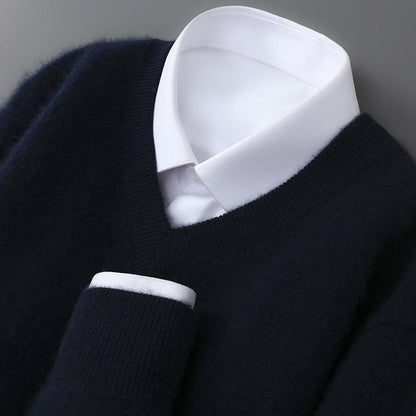 Mens Casual V-Neck Knit Sweater