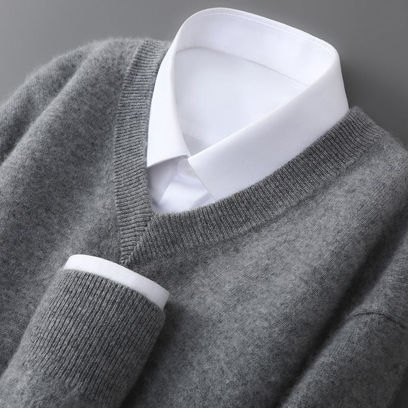 Mens Casual V-Neck Knit Sweater