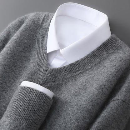 Mens Casual V-Neck Knit Sweater