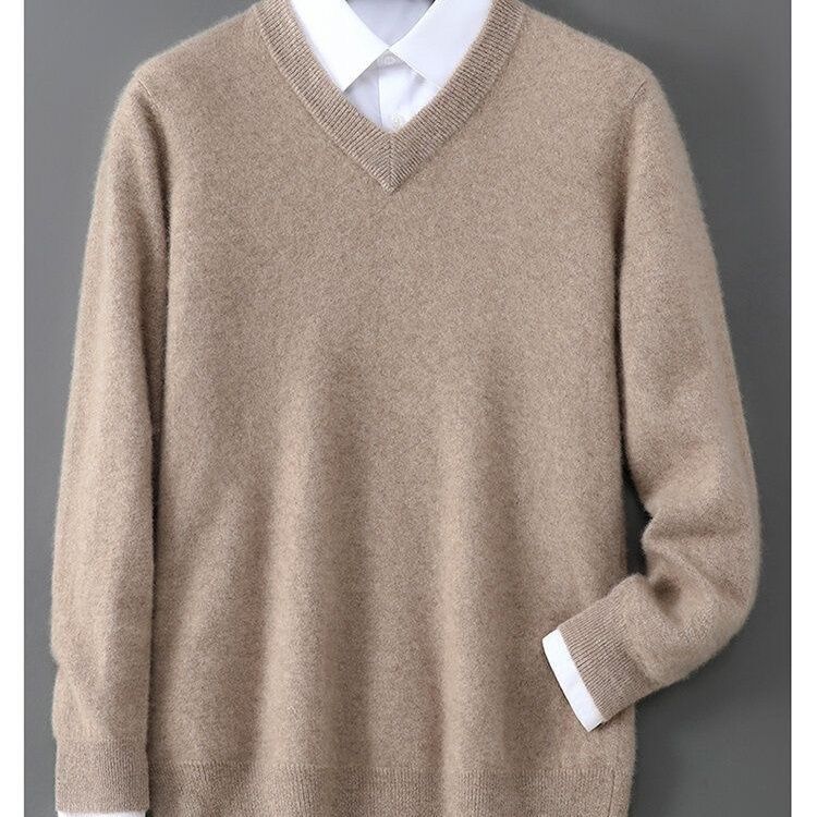 Mens Casual V-Neck Knit Sweater