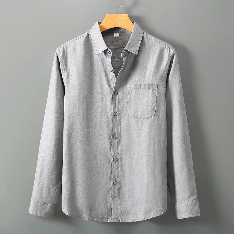 Mens Chinese Style Linen Long Sleeve Shirt