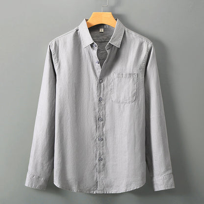 Mens Chinese Style Linen Long Sleeve Shirt