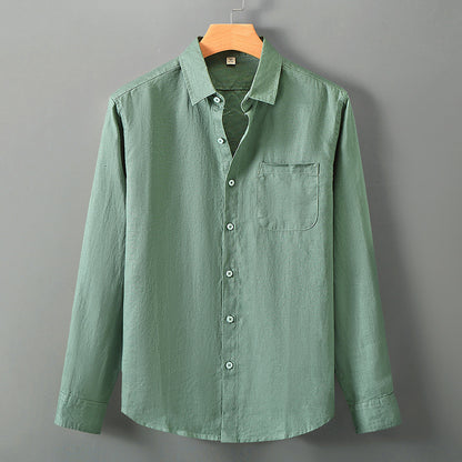 Mens Chinese Style Linen Long Sleeve Shirt