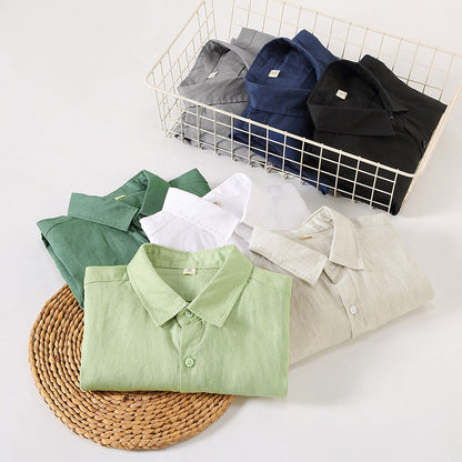 Mens Chinese Style Linen Long Sleeve Shirt