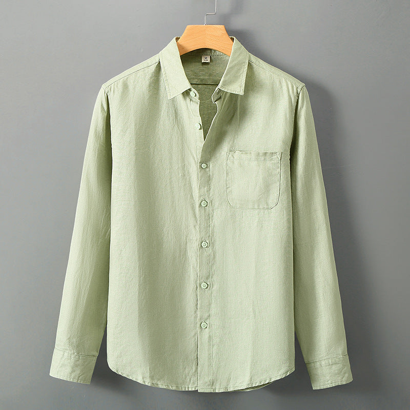 Mens Chinese Style Linen Long Sleeve Shirt