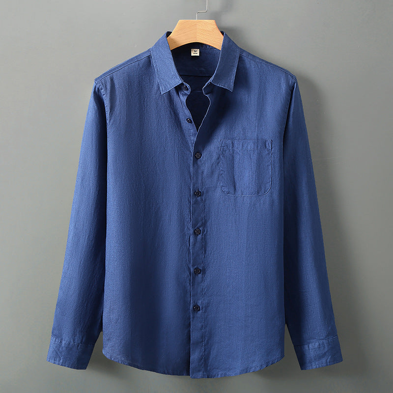 Mens Chinese Style Linen Long Sleeve Shirt