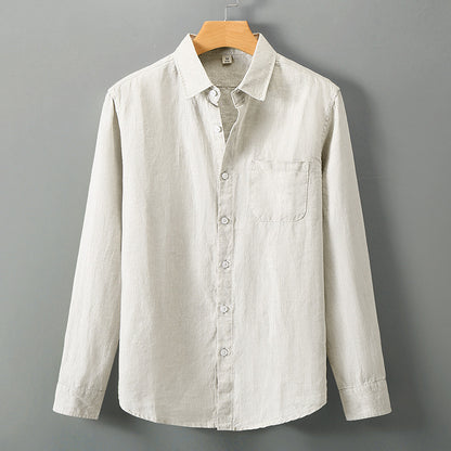 Mens Chinese Style Linen Long Sleeve Shirt
