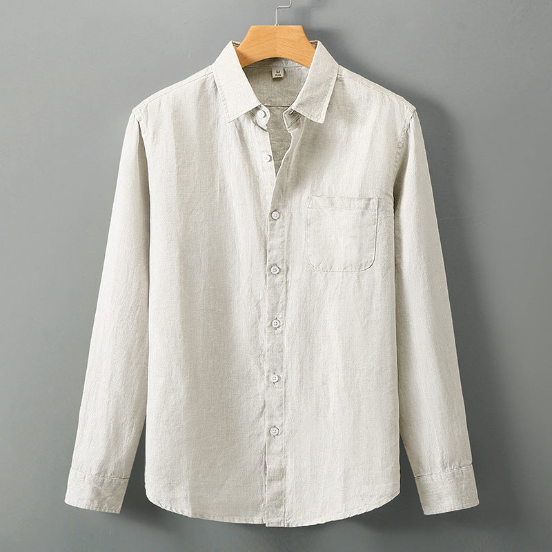 Mens Chinese Style Linen Long Sleeve Shirt