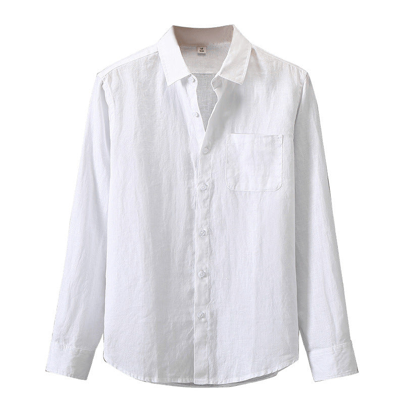 Mens Chinese Style Linen Long Sleeve Shirt