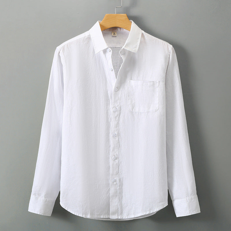 Mens Chinese Style Linen Long Sleeve Shirt