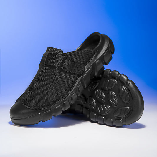 Mens Closed-Toe Slippers with Velcro Strap