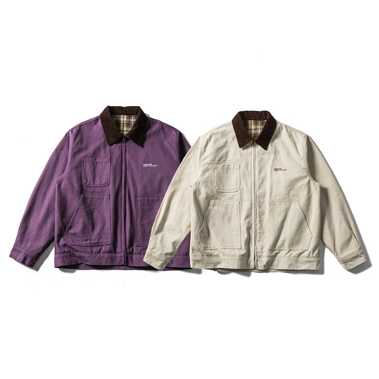 Mens Color Block Embroidered Lapel Jacket