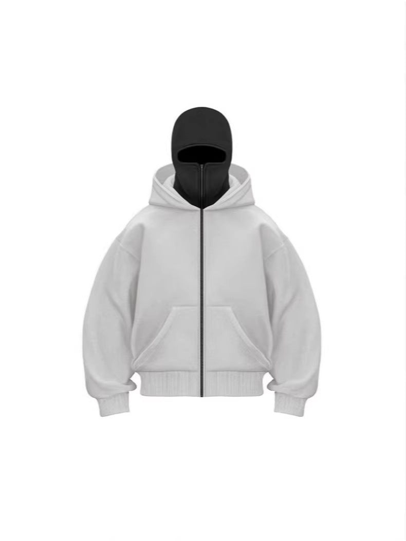 Mens Color Block Hooded Zip Sweatshirt