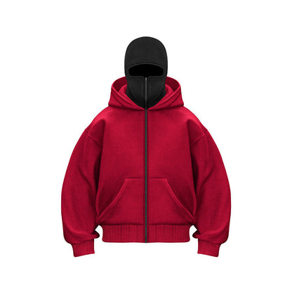 Mens Color Block Hooded Zip Sweatshirt