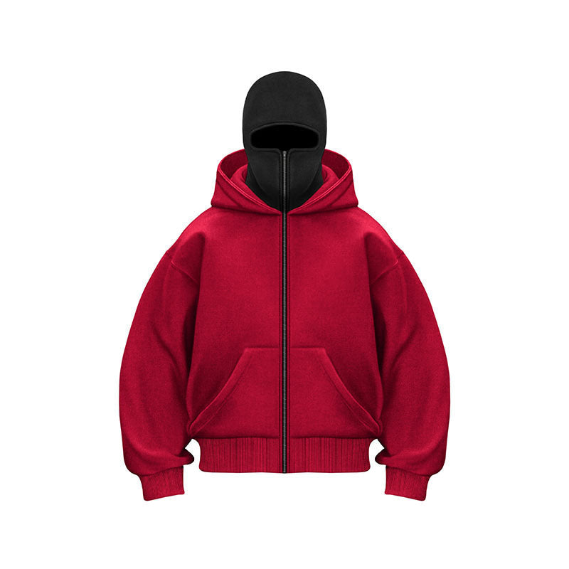 Mens Color Block Hooded Zip Sweatshirt