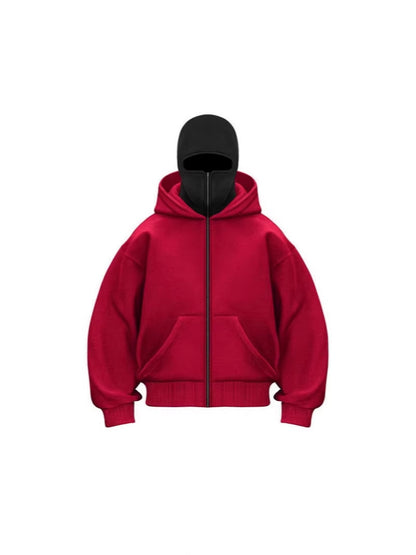 Mens Color Block Hooded Zip Sweatshirt