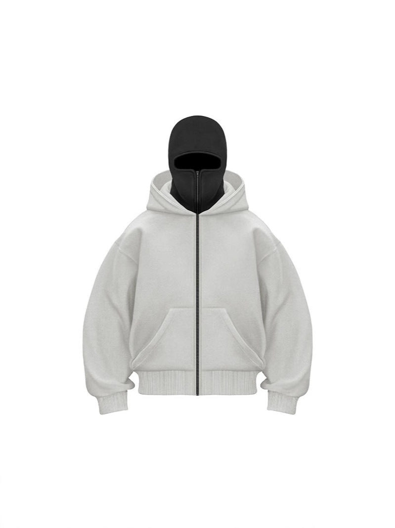 Mens Color Block Hooded Zip Sweatshirt