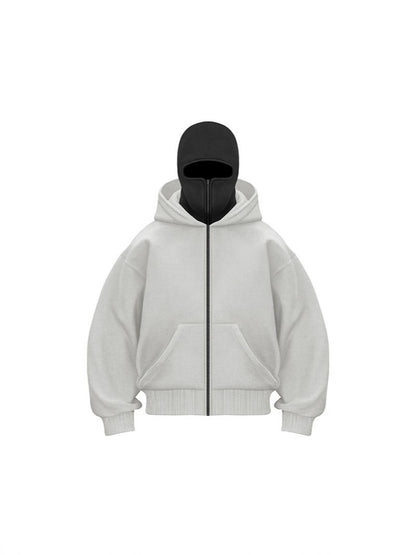 Mens Color Block Hooded Zip Sweatshirt
