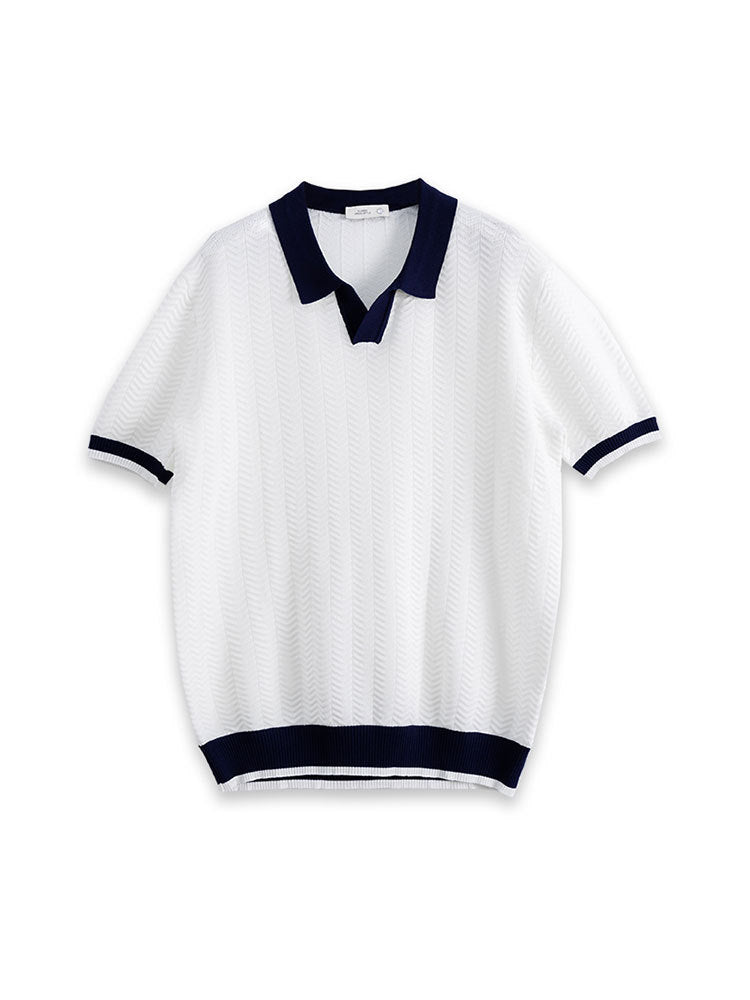 Mens Color Block Ice Silk Polo Shirt