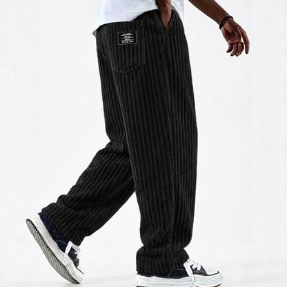 Mens Corduroy Casual Pants with Vertical Stripes