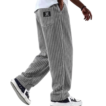 Mens Corduroy Casual Pants with Vertical Stripes