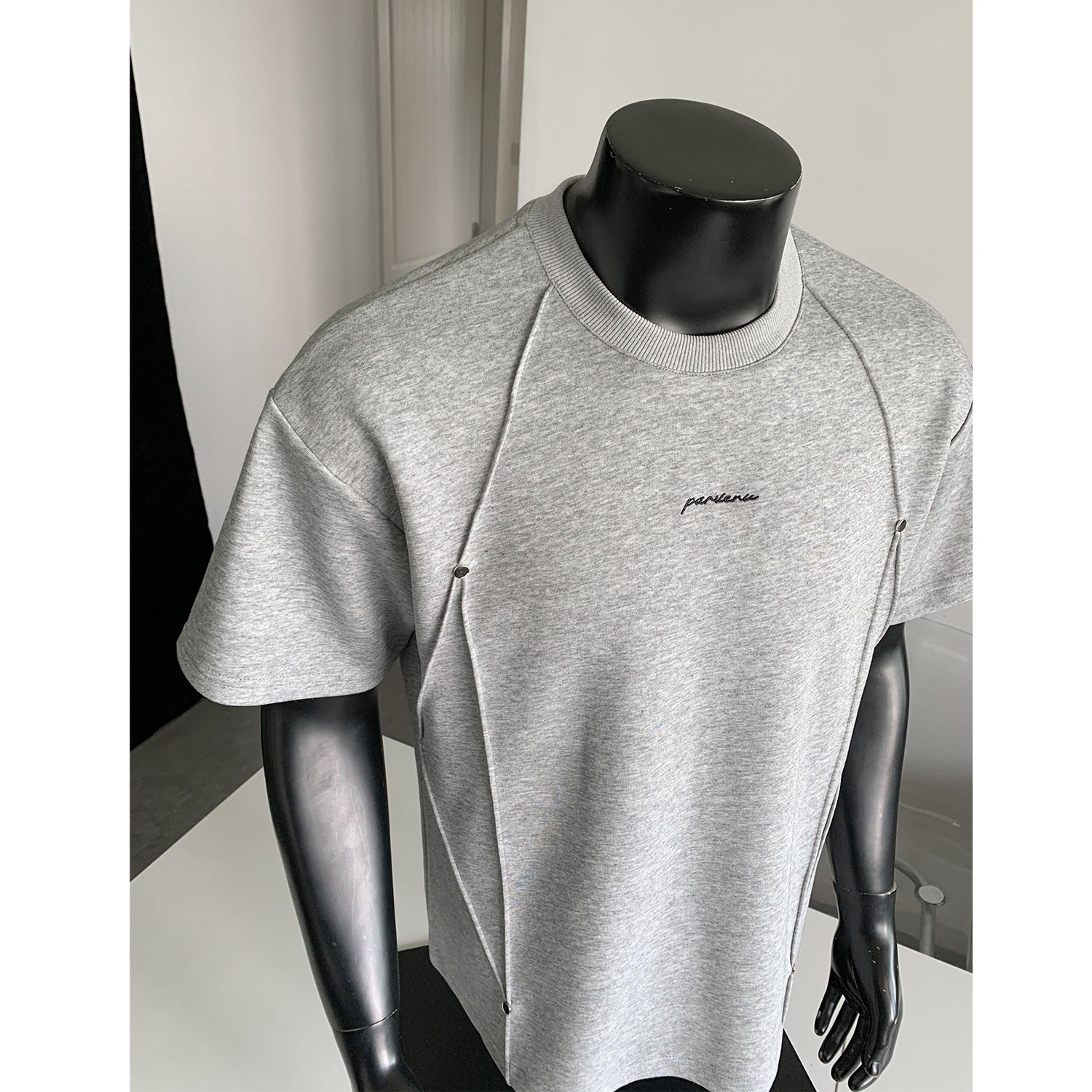 Mens Cotton Blend Pleated T-Shirt