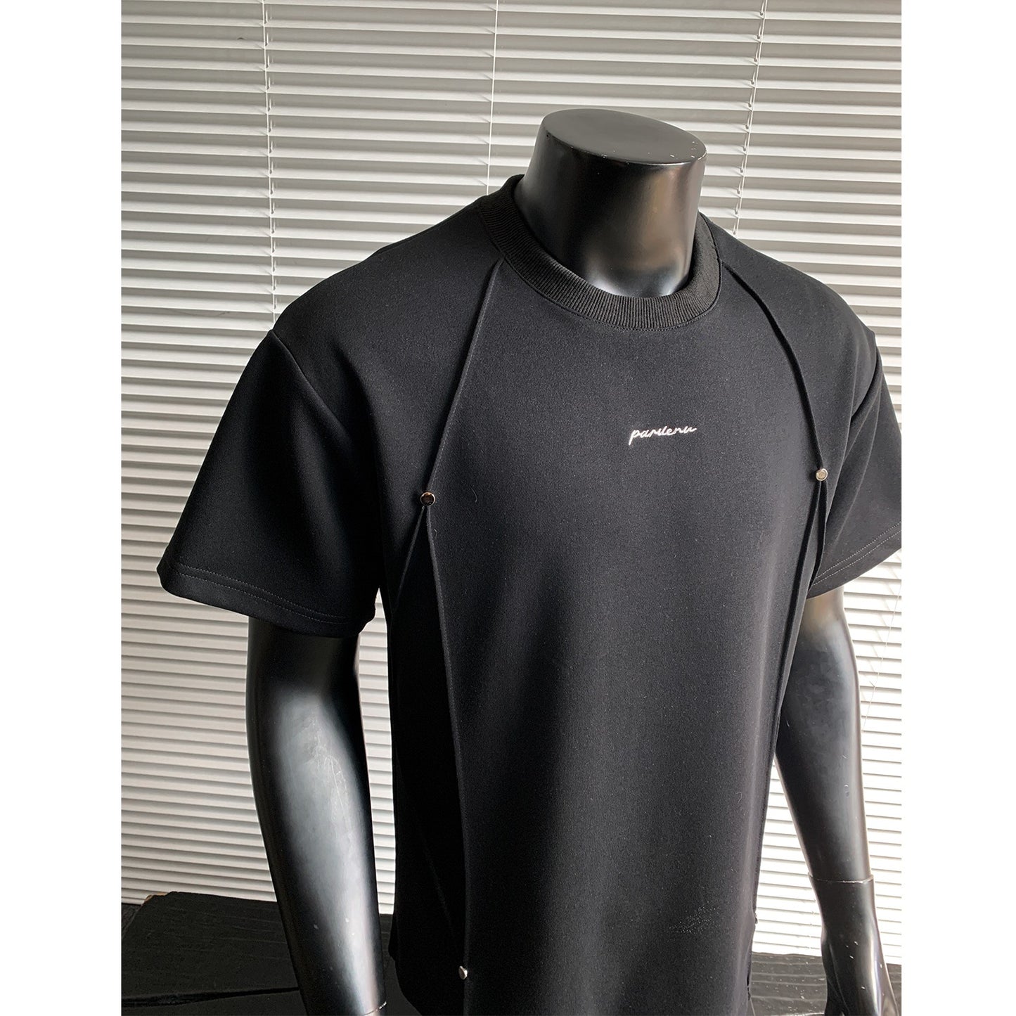 Mens Cotton Blend Pleated T-Shirt