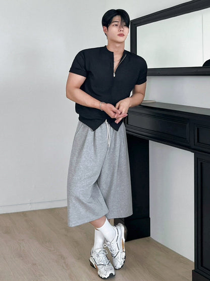 Mens Cotton Cropped Casual Pants