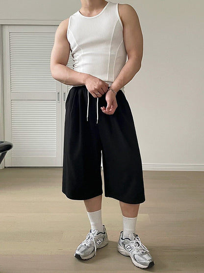 Mens Cotton Cropped Casual Pants