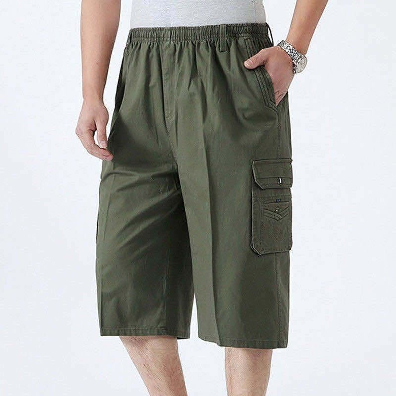 Mens Cotton Cropped Casual Pants with Pockets